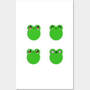 Cute frog face expressions v2 Posters and Art